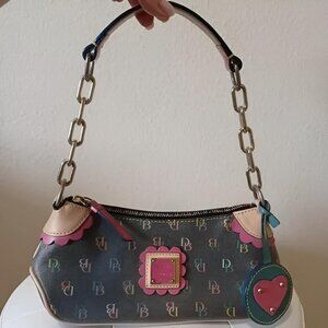 Dooney & Bourke Gray Multicolor Logo Baguette Bag Vintage YK2
